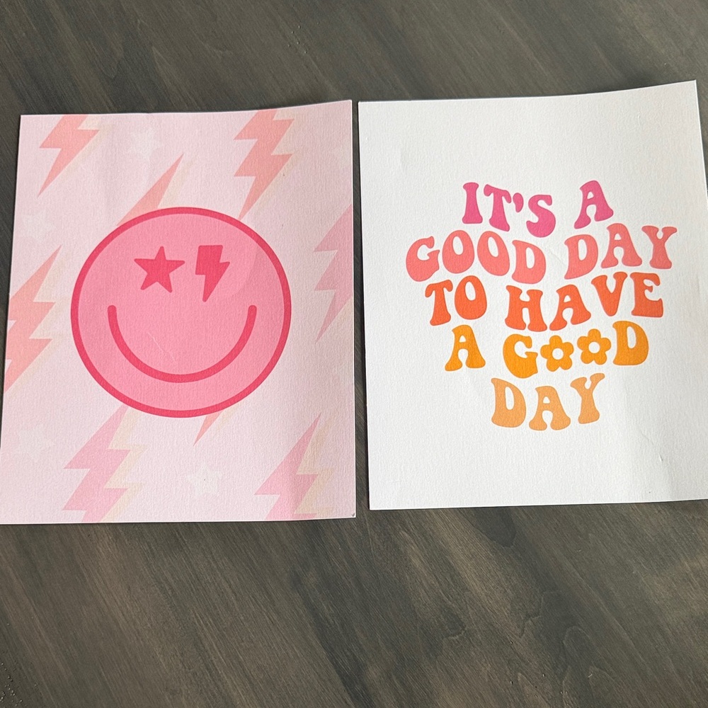 Set of 2 Retro Pink & Orange Motivational Art Prints